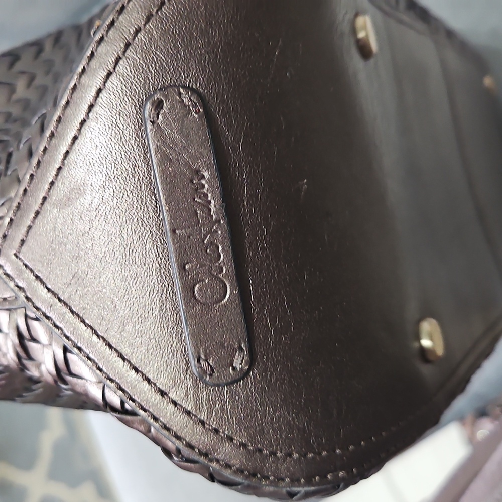 Cole Hann Woven Metallic Gray Shoulder Bag *LUX* - Picture 3 of 9